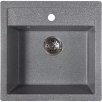 Мойка для кухни(сифон в комплекте) кварцевая врезная прямоугольная 51х50,5 см Reflexion Zia RX1251GR, цвет - гравий
