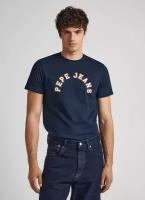 Pepe Jeans London, Футболка мужская, цвет: темно-синий, размер: M