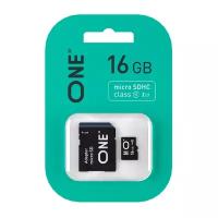 Карта памяти One microSDHC Class 10 UHS-I U1 16GB + SD adapter