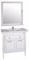 Комплект (гарнитур) ASB-Woodline Мебель для ванной ASB-Woodline Гранда 85 белая, патина серебро