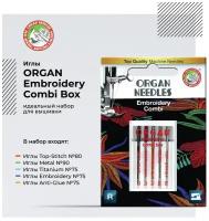 Иглы для швейных машин Organ вышивальные 5/COMBI Box Blister