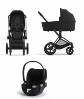 Коляска 3 в 1 NEW Cybex PRIAM IV Sepia Black шасси Matt Black с автолюлькой SB (Plus)