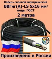 Кабель силовой электрический ВВГнг(A)-LS 5х16 мм2, медь, ГОСТ, 2 метра