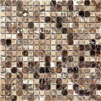 Мозаика Natural 4M022-15P-Emperador-Dark из глянцевого мрамора размер 29.8х29.8 см чип 15x15 мм толщ. 4 мм площадь 0.089 м2 на сетке