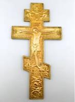 Крест распятие бронза литье пластика 37 см Россия 19 век