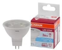 Лампочка светодиодная OSRAM LED Star MR16, 250лм, 3.4Вт, 6500К, холодный белый свет, Цоколь GU5.3, MR16, софит, прозрачная