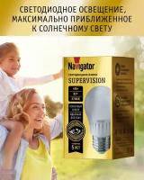 Лампа светодиодная солнечного спектра Navigator 80 542 Supervision шар, 6 Вт, E27, теплого света 2700К, 1 шт