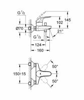 Комплект смесителей GROHE Eueroeco с душевым гарнитуром, хром (124428)