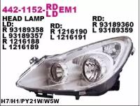 442-1152L-Ld-Em1_фара Левая! Электр Opel Corsa 06> Depo арт. 4421152LLDEM1