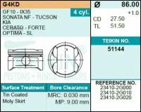 51144STD TEIKIN Поршни (к-т 4 шт) HYUNDAI SONATA/IX 35/TUCSON G4KD 08-