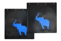 Брызговики прицепа задние 400*400 "слон (большой)" черная резина LUX с синим рисунком