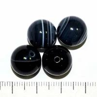 Натуральная бусина Агат черный полосатый 0008762 шарик 12 мм, цена за 2 шт