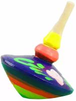 Детская игрушка каталка-волчок "Фигурный" с росписью, деревянная юла для малышей