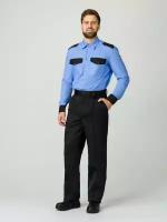 Рубашка охранника с длинным рукавом мужская, ярко-голубой (42; 182-188) / Форменная рубашка / Спецодежда мужская