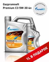 Масло моторное Gazpromneft Premium C3 5W-30, канистра 4л+1л