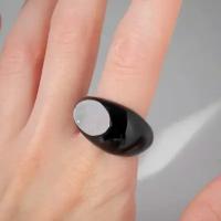 Кольцо "Флюид" овал, цвет чёрный в серебре, безразмерное 9679567