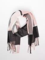 Тканевый шарф в клетку с длинной бахромой, цвет розовый, серый, размер No_size