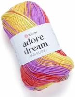 Пряжа Yarnart Adore dream серый-желтый-лимонный-цикламен-коралл (1060), 100%акрил, 280м, 100г, 1шт