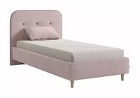 Кровать с мягким изголовьем Мебельсон Лео 0.9 велюр нежно-розовый / графит 215.5х111х101 см