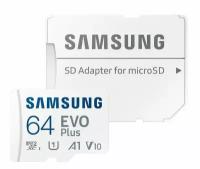 64Gb - Samsung Micro Secure Digital XC Evo Plus Class 10 Mb-mc64ka/ru с переходником под SD (Оригина