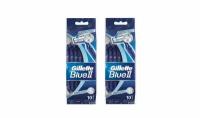 Gillette Одноразовые станки Blue II, 2 упаковки по 10 штук