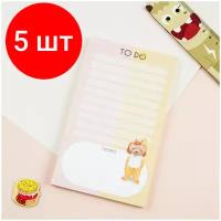 Комплект 5 шт, Блок для записей (To Do list) MESHU 10.0*17.0см, 50л, "Cool guy", на склейке