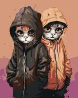 Картина по номерам Два кота с очками в куртках