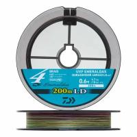 Плетеный шнур для рыбалки Daiwa UVF Emeraldas Durasensor PE X4 Braid LD + Si2 #0.6 200м (5color)