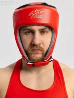 Шлем для единоборств Рэй-Спорт БОЕЦ-3, иск.кожа/иск.замша (Красный, S)