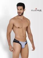 Мужские трусы слипы светло-серые с черными вставками Clever Moda AIR BRIEF 062113 L (48)