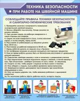 Стенд для кабинета Технологии "Техника безопасности при работе на швейной машине" (Размер средний 800х640см)