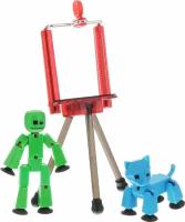 Stikbot - Студия с фигуркой и питомцем №3 - Синяя кошка и зеленый Стикмен