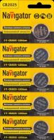 Батарейки литиевые Navigator CR2025 94 764 NBT-CR2025-BP5, блистер 5 шт