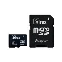 Карта памяти Mirex microSDHC 8 ГБ Class 4, R/W 12/5 МБ/с, адаптер на SD, 1 шт., черный