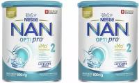 Молочная смесь Nestle NAN 2 OPTIPRO для роста, иммунитета и развития мозга, с 6 месяцев, 800 г 2 шт