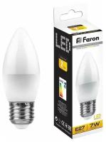 Лампа светодиодная LED 7вт E27 теплый матовая свеча 25758 FERON