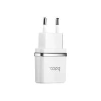 Сетевое зарядное устройство для Hoco C12 + кабель Apple iPhone (lightning) (2.4A, 2USB) (белое)