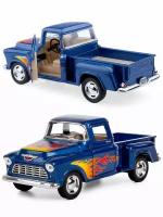 Металлическая машинка Kinsmart 1:32 «1955 Chevy Stepside Pick-up (с принтом)» инерционная, синяя KT5330DF-1