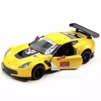 Kinsmart. Модель металлическая инерционная "Corvette C7. R Race Car 2016" 1:36 (желтая)