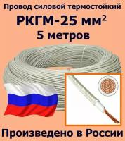 Провод силовой термостойкий РКГМ-25, 5 метров