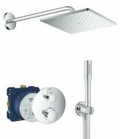 Душевая система с тропическим душем и термостатом Grohe Grohtherm Rainshower 310 Cube, хром