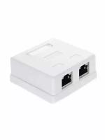 Розетка RJ-45 открытый монтаж категория 5e, белый, VCOM (STV-2RJ45F)