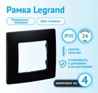 Рамка Legrand Etika одноместная универсальная антрацит (комплект из 4 шт.)