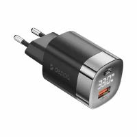 Сетевое зарядное устройство Wall Charger USB-C + USB A, PD 3.0, QC 3.0, 33W, дисплей, черный, Deppa, крафт, Deppa 11439-OZ