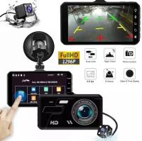 Автомобильный видеорегистратор Full HD 1080P c cенсорным LCD дисплеем / Основная камера + Камера заднего вида для парковки / G-Sensor / HDR