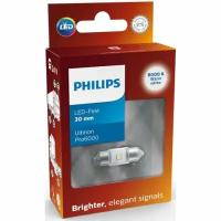 Сигнальная лампа для грузовиков Philips C5W (SV8.5/8) LED 30мм White Ultinon Pro6000 6000K 120лм 24V, 1шт