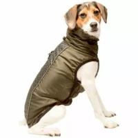 Плащ-дождевик Dog Gone Smart Нано светоотражающий, флисовая подкладка Hexagon jackets 30см, оливковый