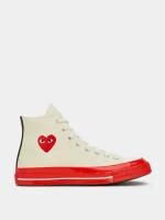 Кеды Converse x Comme des Garçons CDG PLAY Chuck 70 Hi, красный, бежевый, 38 EU