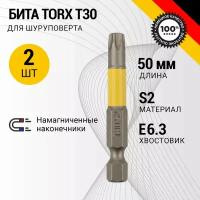 Биты для шуруповертов магнитные KRANZ Torx T30х50 мм 2 шт