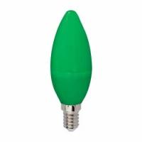 Лампа светодиодная ECOLA candle color 6,0W 220V E14 Green свеча Зеленая матовая колба 103x37